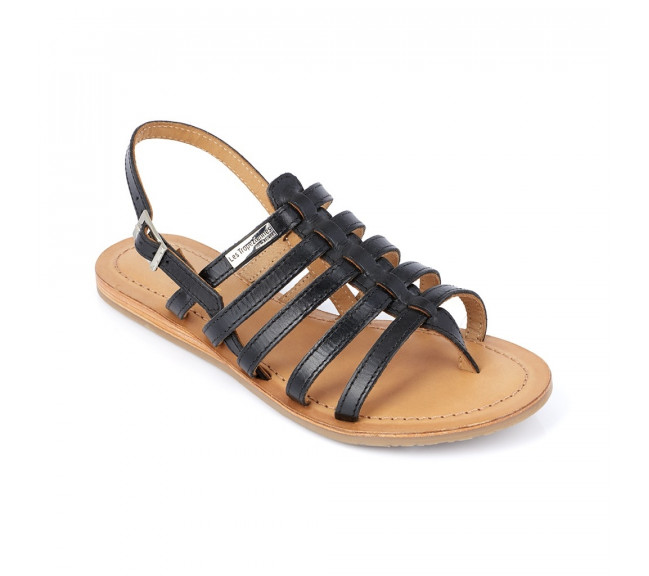Sandales spartiates à entre-doigts pour femme Heripo noir 07495