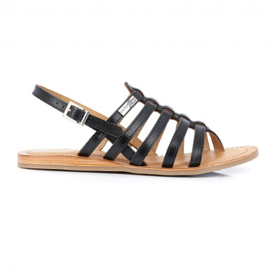 Sandales spartiates à entre-doigts pour femme Heripo noir 07495