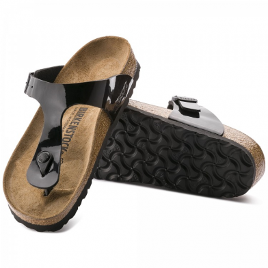 Sandale à entre-doigts gizeh pour adulte noir-vernis 43661