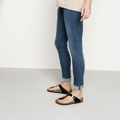 Sandale à entre-doigts gizeh pour adulte noir-vernis 43661