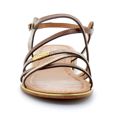 Sandales pour femme en cuir Harry tan-or 23233