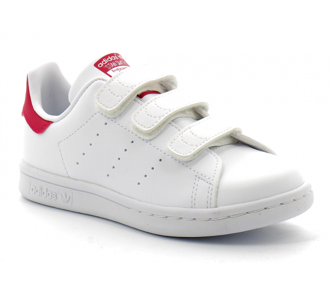 Chaussures de sport à scratch pour enfant stan smith blanc-rose fx7540