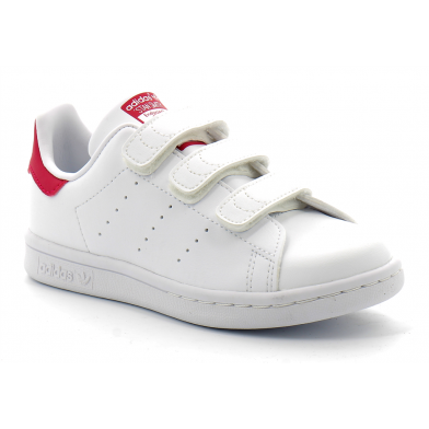 Chaussures de sport à scratch pour enfant stan smith blanc-rose fx7540