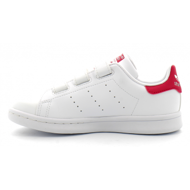 Chaussures de sport à scratch pour enfant stan smith blanc-rose fx7540
