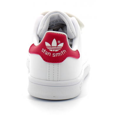 Chaussures de sport à scratch pour enfant stan smith blanc-rose fx7540