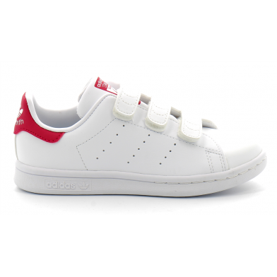 Chaussures de sport à scratch pour enfant stan smith blanc-rose fx7540