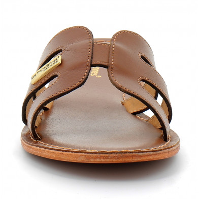 Mules pour femme en cuir Damia tan 24000