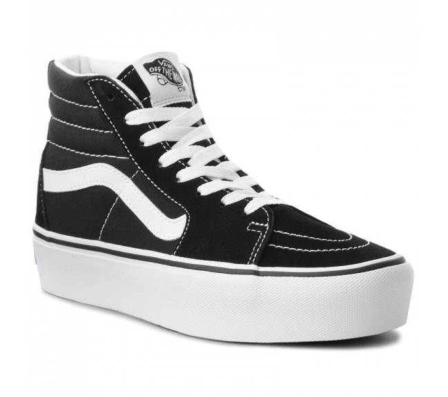 Chaussures montantes à lacets à plateforme pour femme Sk8-Hi black-white vn0a3tkn6bt1