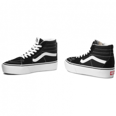 Chaussures montantes à lacets à plateforme pour femme Sk8-Hi black-white vn0a3tkn6bt1