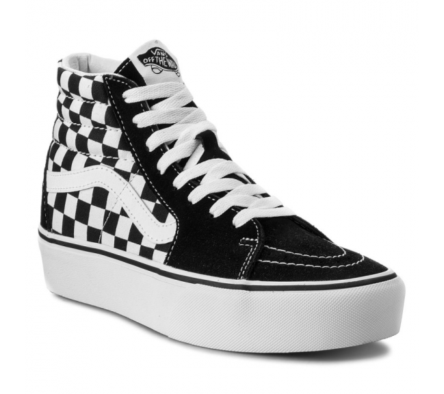 Chaussures montantes à lacets à plateforme pour femme Sk8-Hi noir-blanc vn0a3tknqxh1