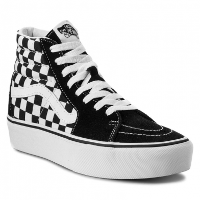 Chaussures montantes à lacets à plateforme pour femme Sk8-Hi noir-blanc vn0a3tknqxh1