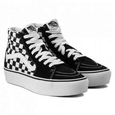 Chaussures montantes à lacets à plateforme pour femme Sk8-Hi noir-blanc vn0a3tknqxh1