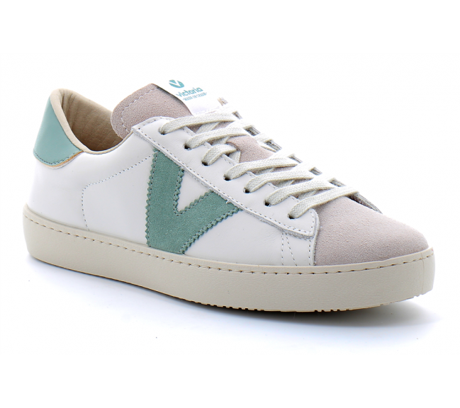 Baskets basses à lacets en cuir pour femme 1126142 jade