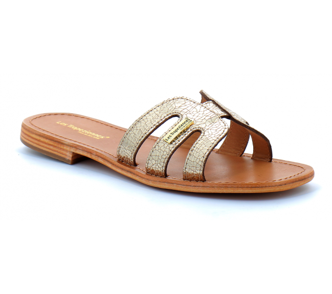 Mules pour femme en cuir Hadamia or 42890
