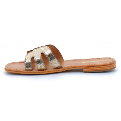 Mules pour femme en cuir Hadamia or 42890