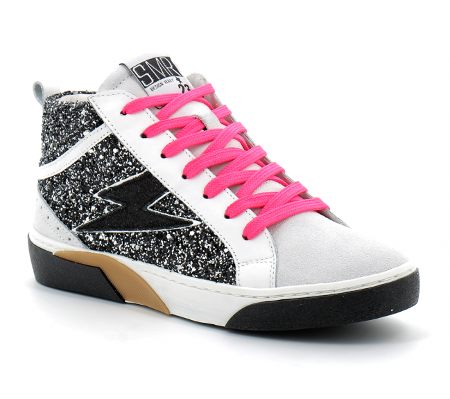 Basket mode montante à lacet pour femme ALPHA noir-rose 4831