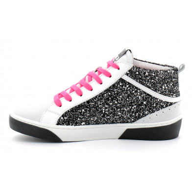 Basket mode montante à lacet pour femme ALPHA noir-rose 4831