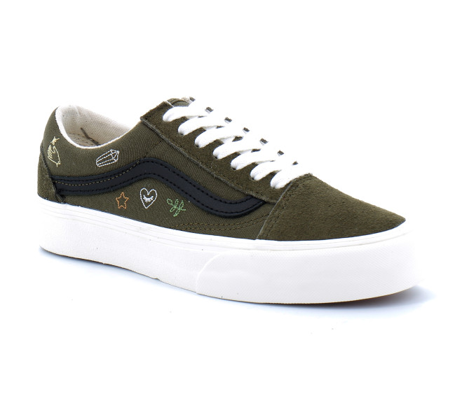 Chaussures basses à lacets pour femme Old Skool dark olive vn0005ubdol1
