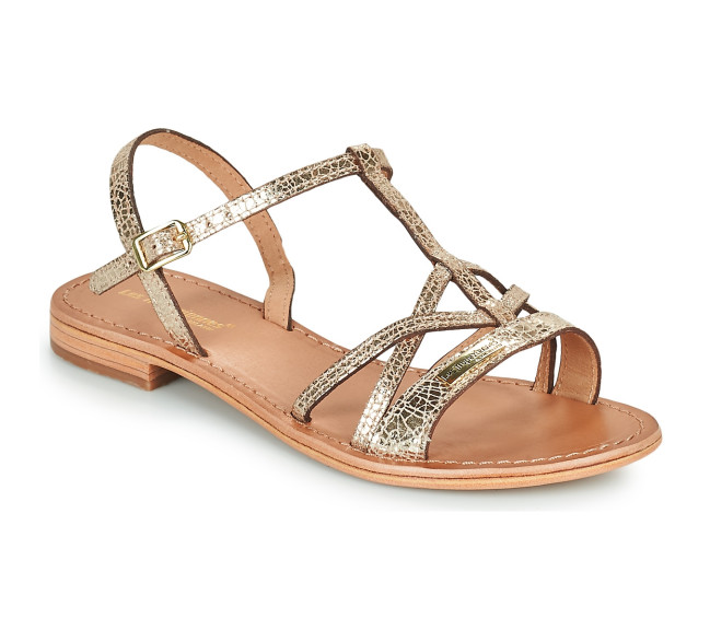 Sandales pour femme en cuir Hironela or/craquele 42706
