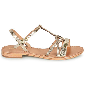 Sandales pour femme en cuir Hironela or/craquele 42706