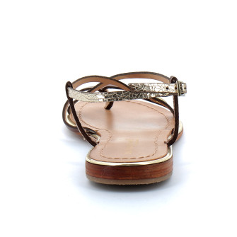 Sandales pour femme à entre-doigts en cuir Monaco or/craquele 42714