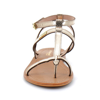 Sandales pour femme bride cheville en cuir Hilan or-serpent 63507