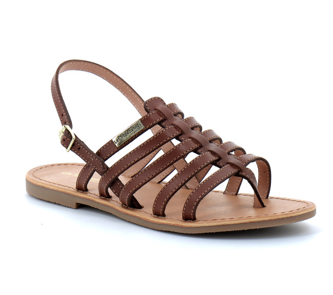 Sandales spartiates à entre-doigts pour femme Hika tan 63502
