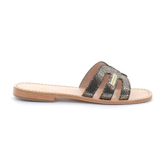 Mules pour femme en cuir Hadamia noir/or 330034