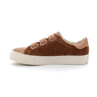Basket mode à scratch en cuir pour femme ARCADE STRAPS PERFOS brun ongf-iv01-kc
