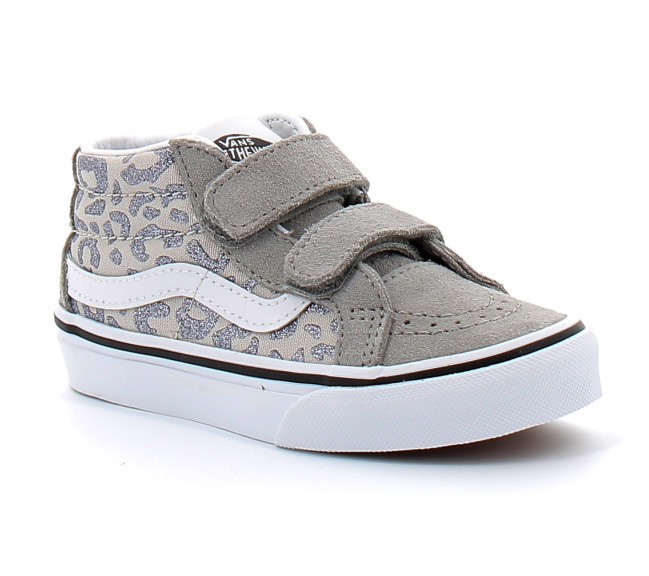 Chaussures à Scratch pour enfant Sk8-Mid Reissue glitter gray vn000cyrbgf1