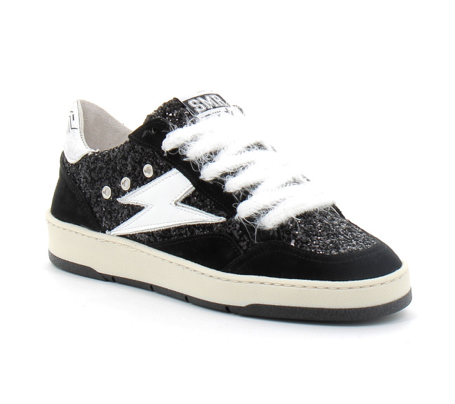 Basket mode basse à lacet pour femme DANY noir blanc e198