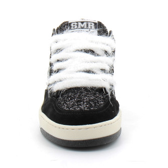 Basket mode basse à lacet pour femme DANY noir blanc e198