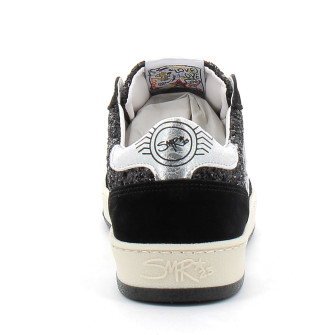 Basket mode basse à lacet pour femme DANY noir blanc e198