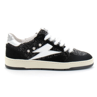 Basket mode basse à lacet pour femme DANY noir blanc e198